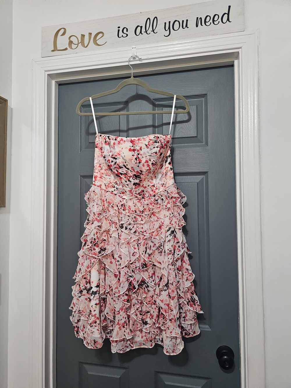 White House Black Market Pink Floral Ruffle Sundress